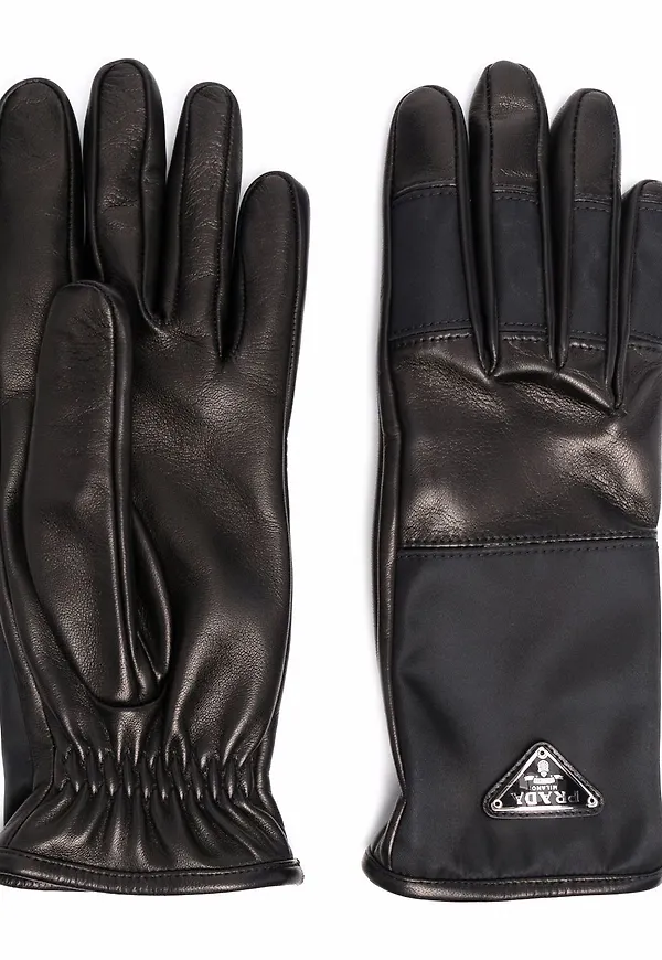 Prada Re-Nylon handskar med panel - Svart