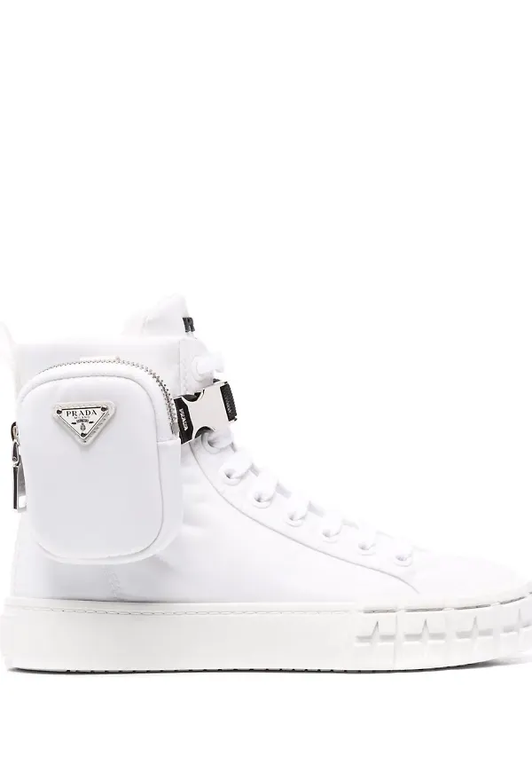 Prada Re-Nylon höga sneakers - Vit