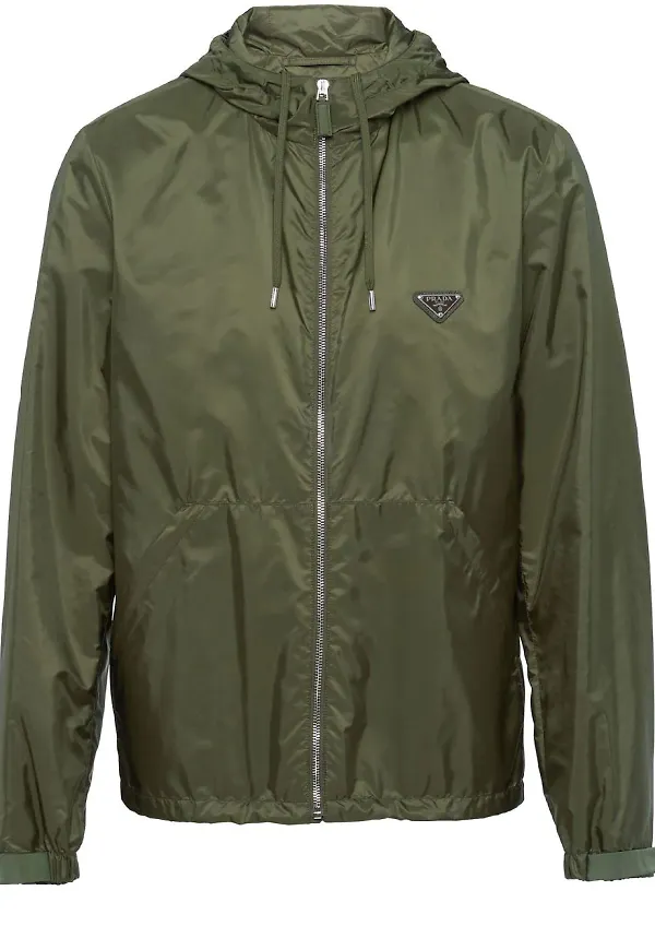 Prada Re-Nylon jacka med huva - Grön