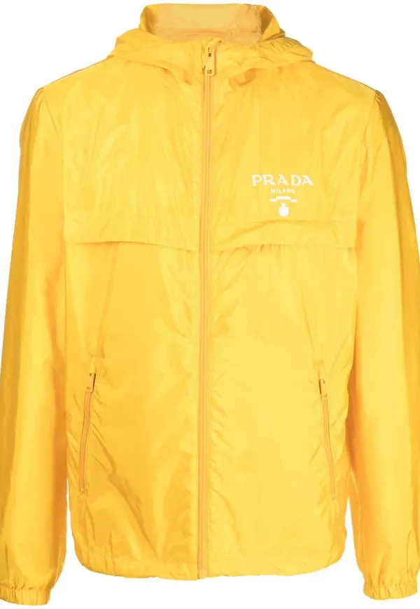 Prada Re-Nylon jacka med huva - Gul