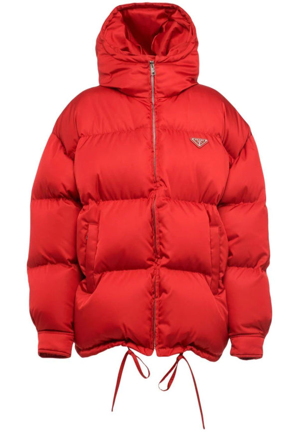 Prada Re-Nylon jacka med huva - Röd