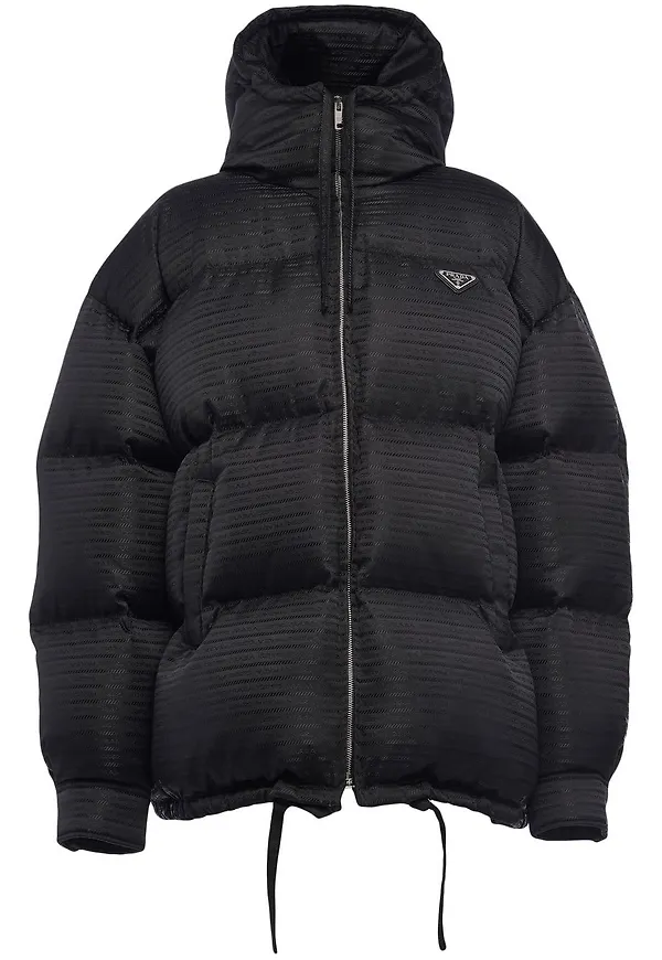 Prada Re-Nylon jacka med huva - Svart