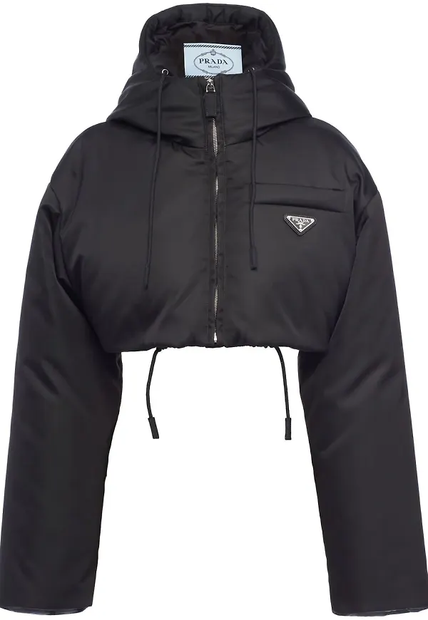 Prada Re-Nylon kort puffjacka - Svart