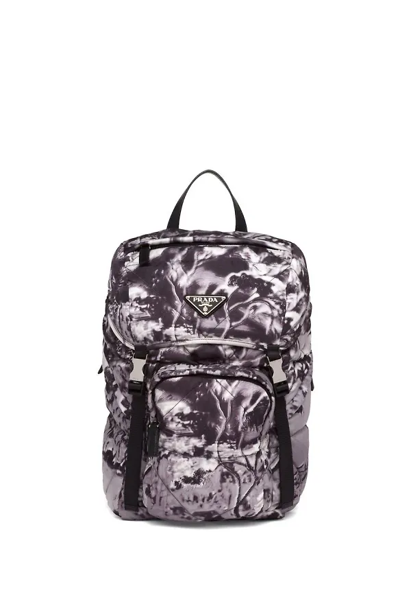 Prada Re-Nylon mönstrad ryggsäck - Grå