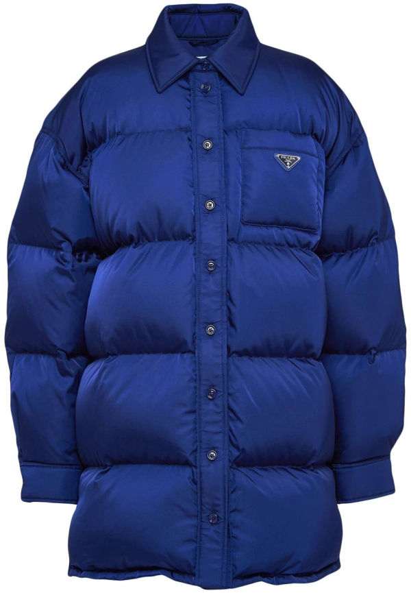 Prada Re-Nylon parkas med logotypplakett - Blå