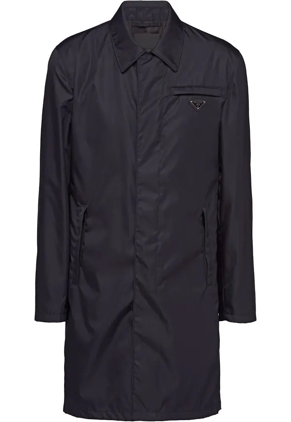 Prada Re-Nylon regnrock med knäppning - Svart