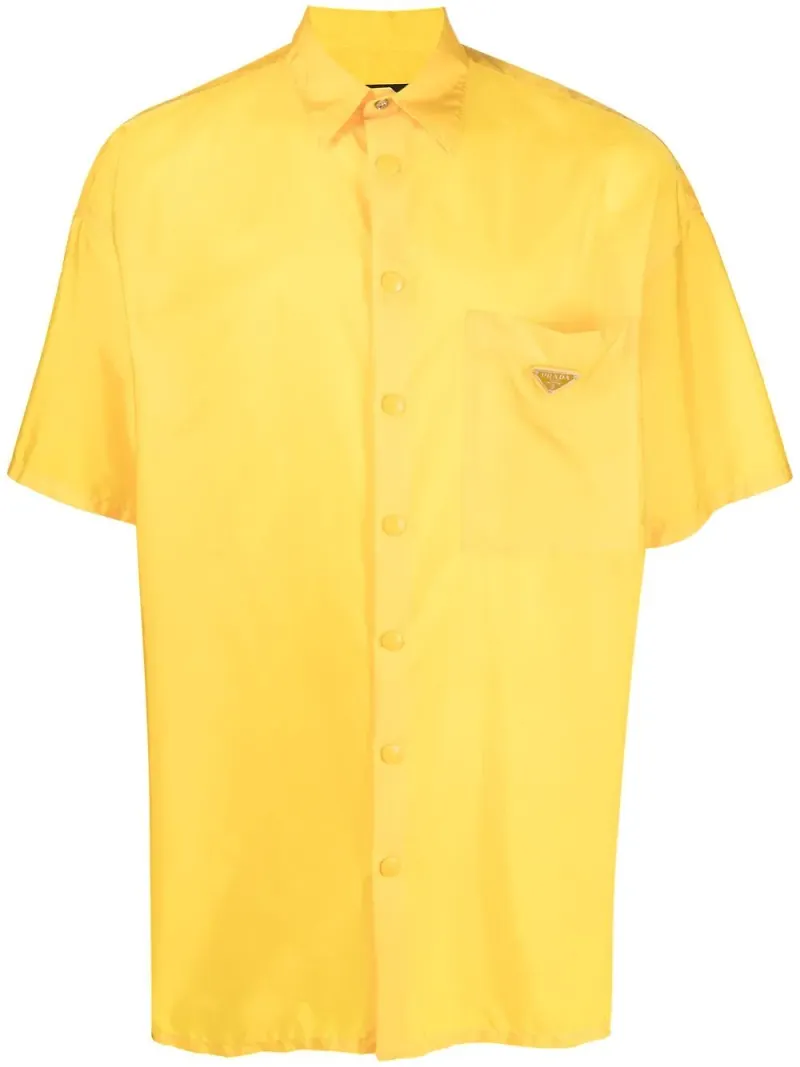 Prada Re-Nylon skjorta i oversize-modell - Gul