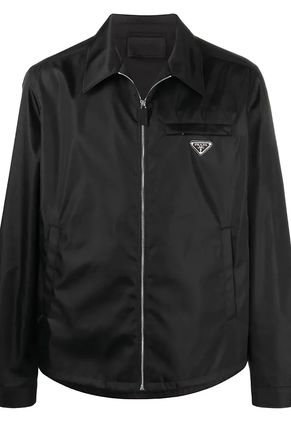 Prada Re-Nylon skjortjacka med logotyp - Svart