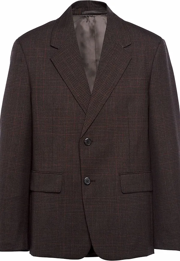 Prada rutig enkelknäppt blazer - Brun