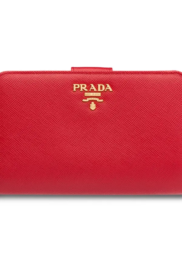 Prada Saffiano mellanstor läderplånbok - Röd
