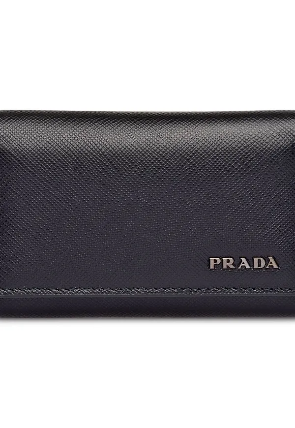 Prada Saffiano nyckelring i läder - Svart