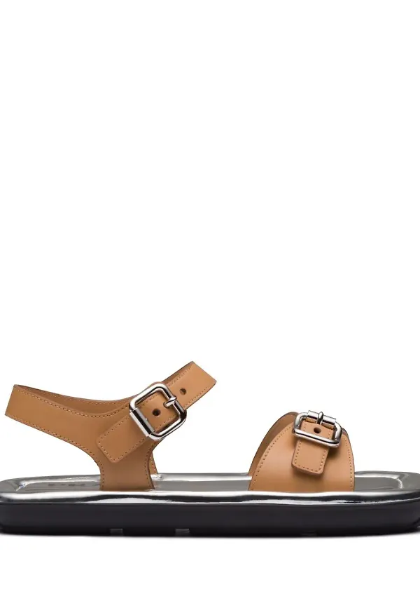 Prada sandaler med fyrkantig tå - Brun