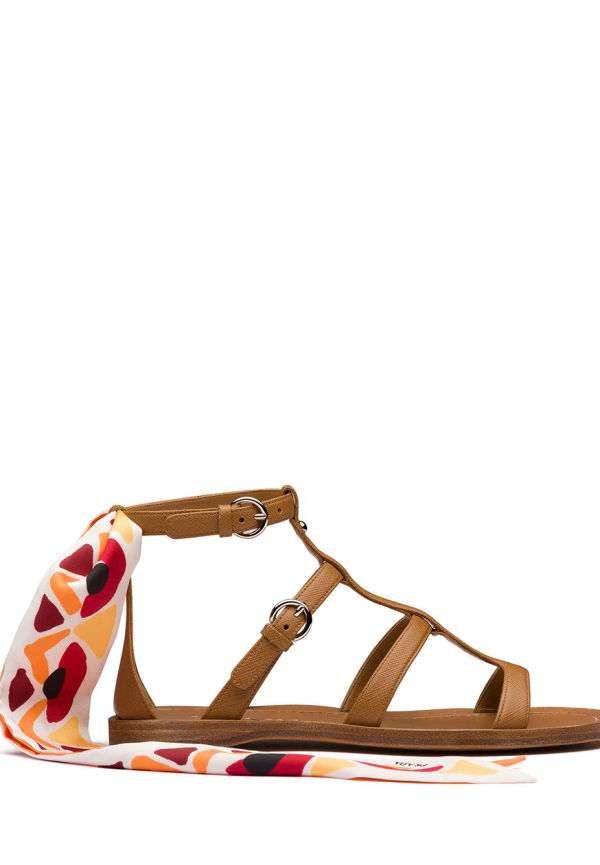 Prada sandaler med sjaldetalj - Brun