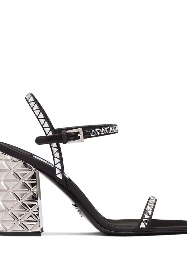 Prada sandaler med strass - Silverfärgad