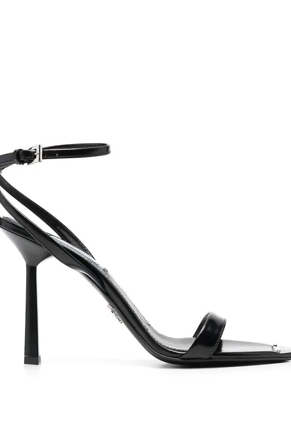 Prada sandaler med triangelformad plakett 110 mm - Svart