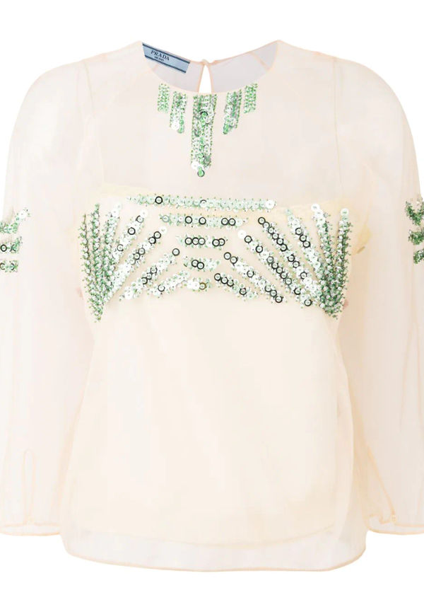 Prada sequin embellished sheer blouse - Rosa