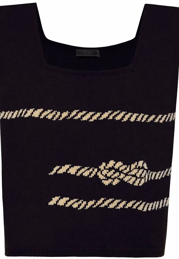 Prada Shetland ärmlös stickad topp - Svart
