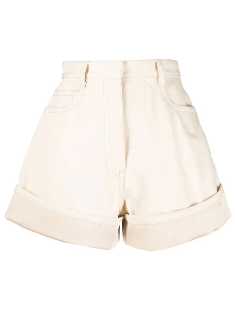 Prada shorts med hög midja och logotyp - Neutral