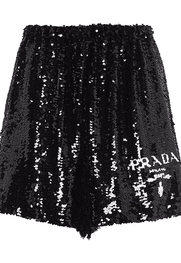 Prada shorts med paljetter - Svart