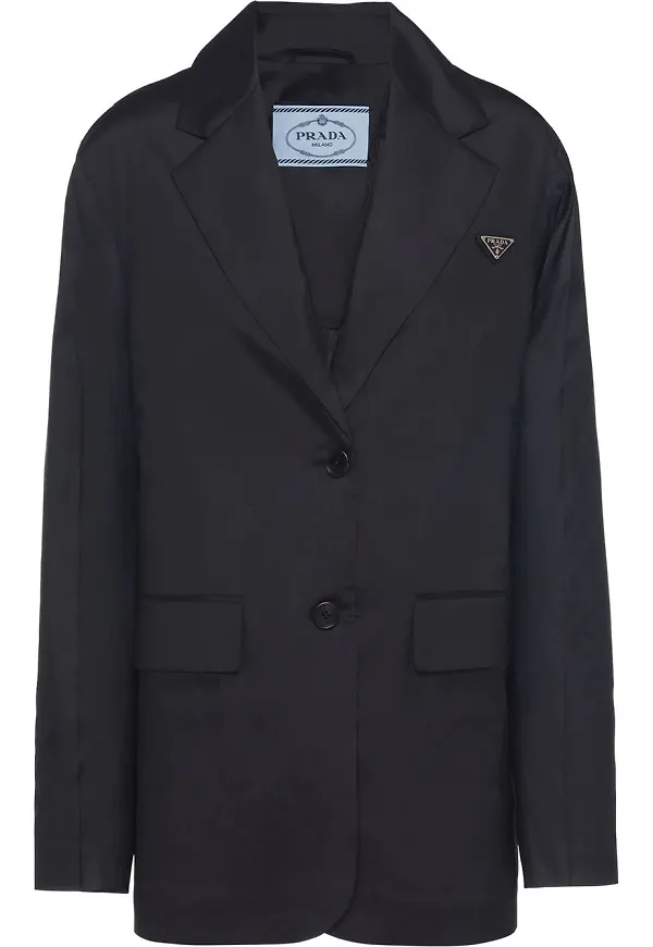 Prada sidenblazer med logotyp - Svart