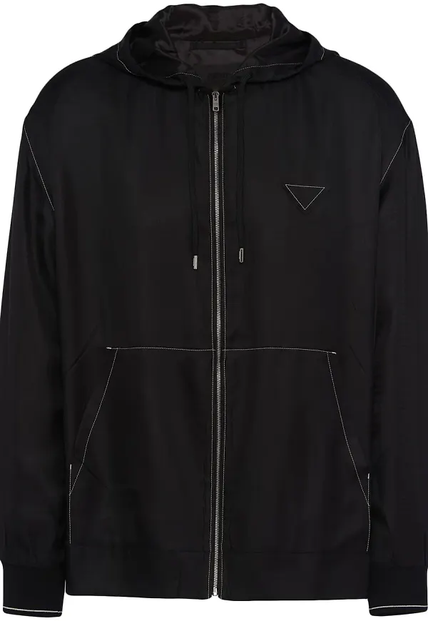 Prada sidenjacka med huva - Svart