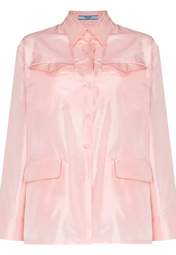 Prada sidenskjorta med fyra fickor - Rosa