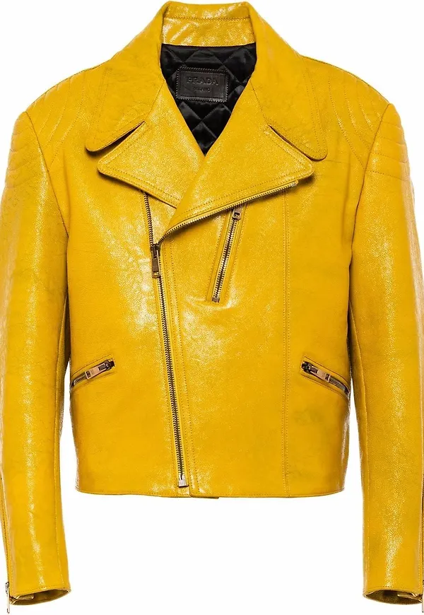 Prada skinnjacka i bikermodell - Gul