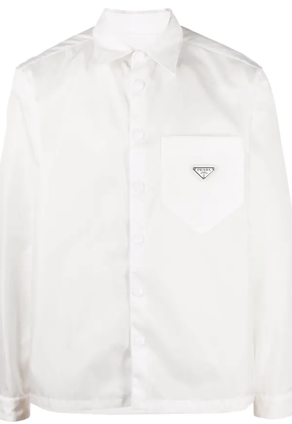 Prada skjorta med logotypplakett - Vit