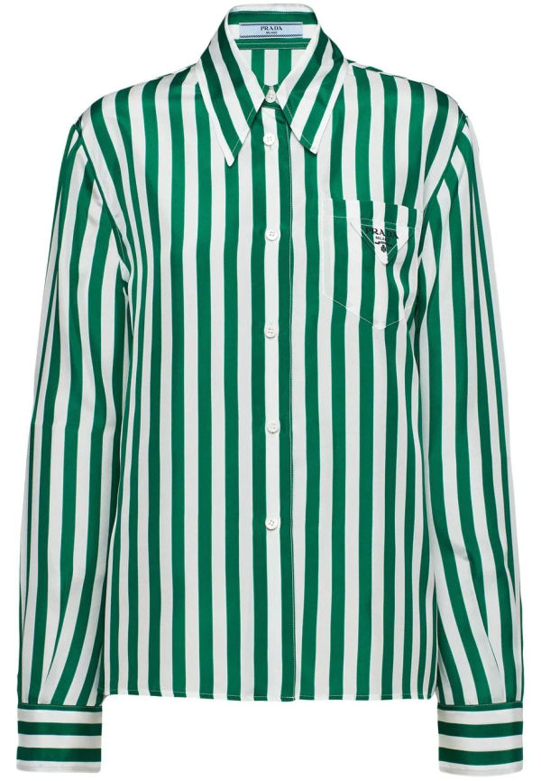 Prada skjorta med vertikal rand - Grön