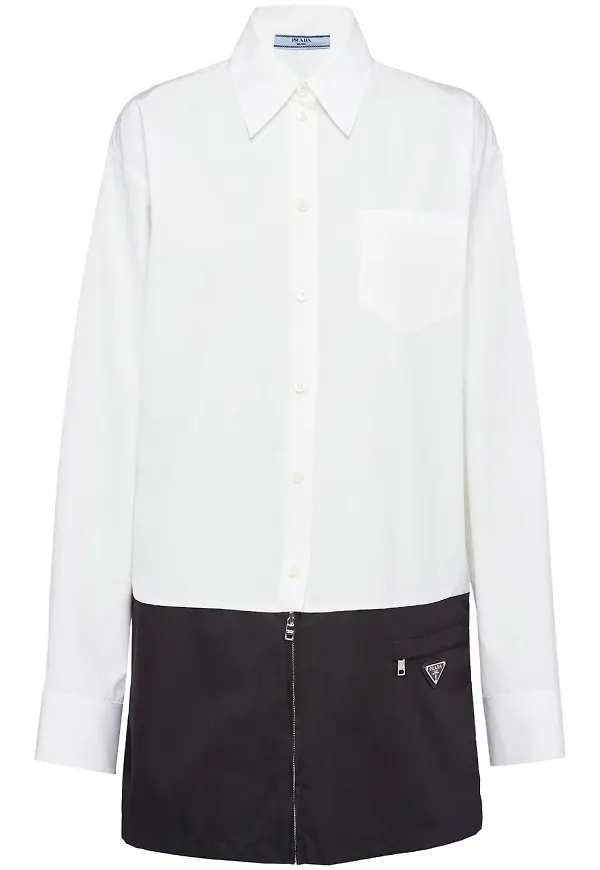 Prada skjortklänning med panel - Vit