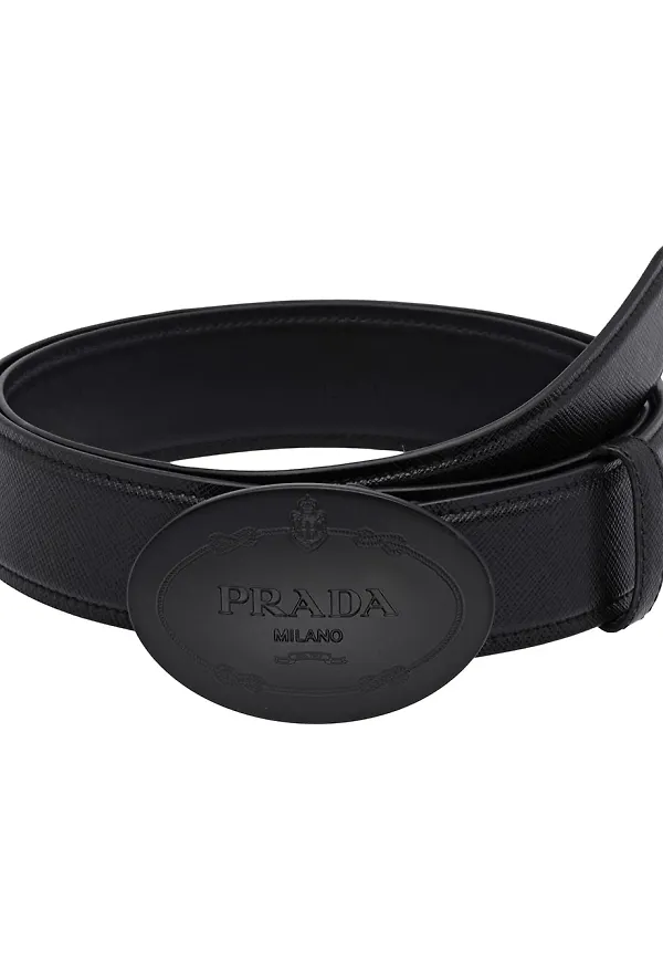 Prada skärp i saffianoläder - Svart