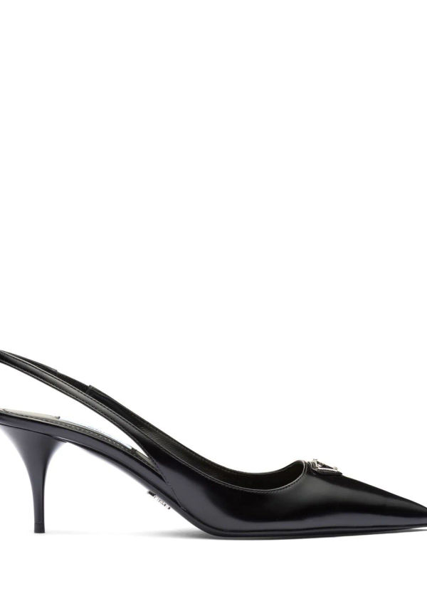 Prada slingback-pumps i borstat läder - Svart