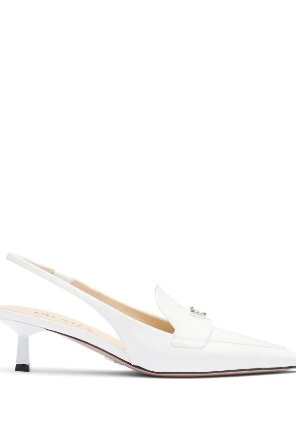 Prada slingback-pumps i lackat läder - Vit