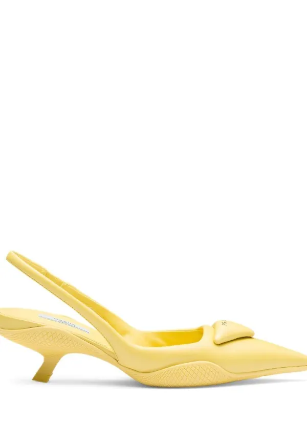 Prada slingback-pumps i skinn - Gul