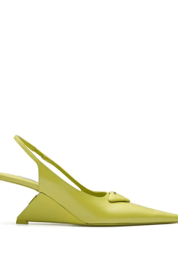 Prada slingback-pumps med blockklack - Grön