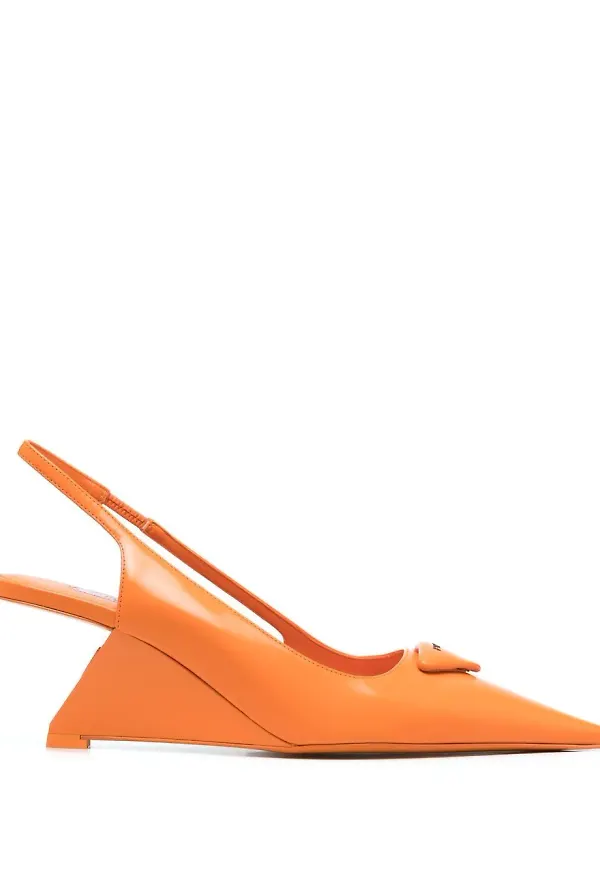 Prada slingback-pumps med blockklack - Orange