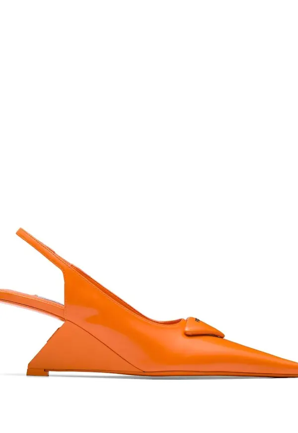 Prada slingback-pumps med blockklack - Orange