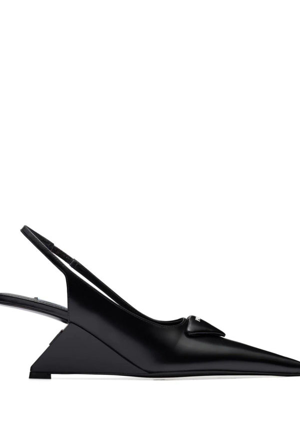 Prada slingback-pumps med blockklack - Svart