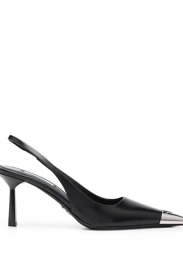 Prada slingback-pumps med kontrasterande tåhätta - Svart