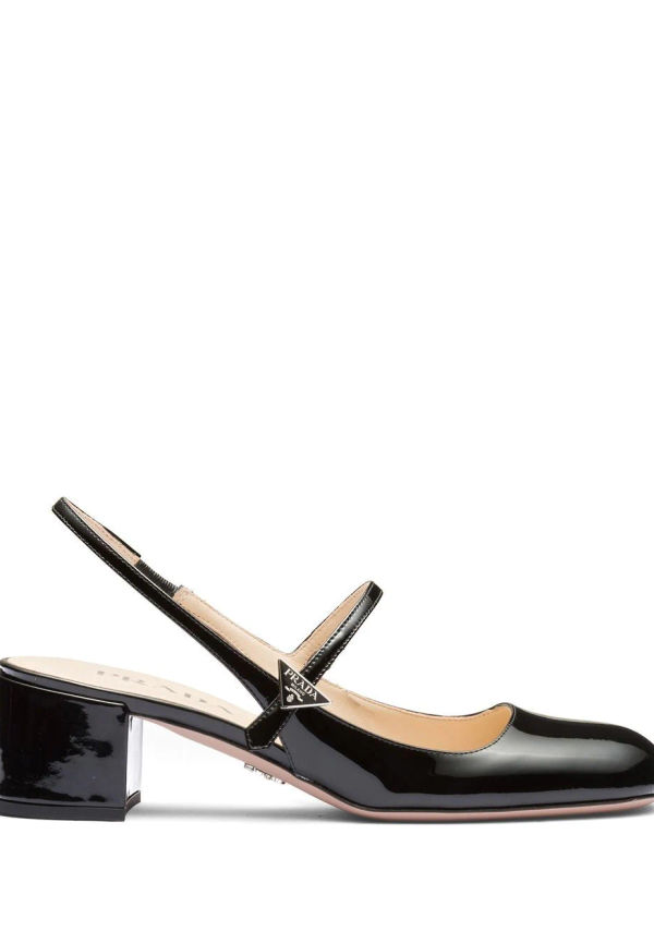 Prada slingback-pumps med logotyp - Svart
