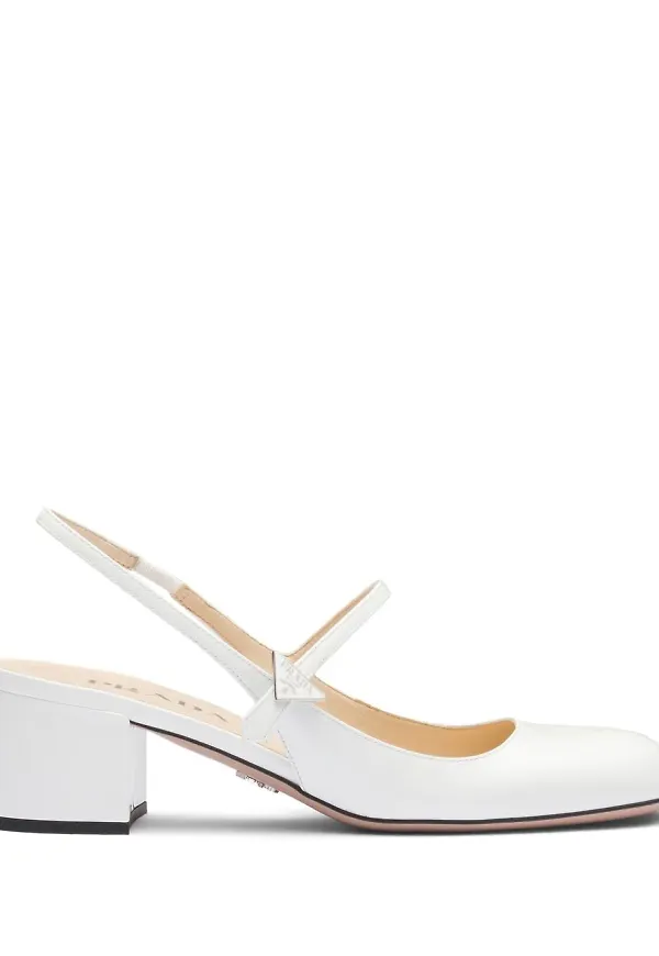 Prada slingback-pumps med logotyp - Vit