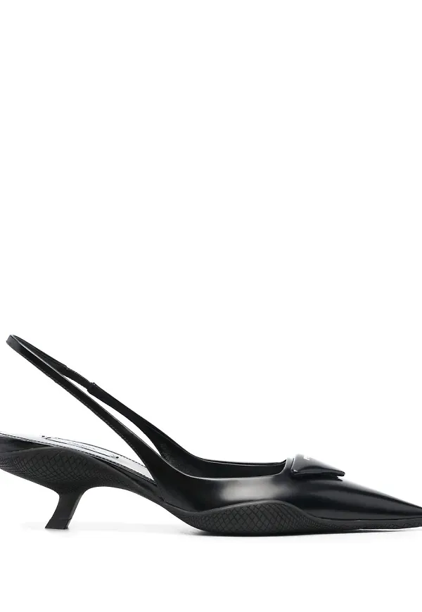 Prada slingback-pumps med logotyp 100 mm - Svart