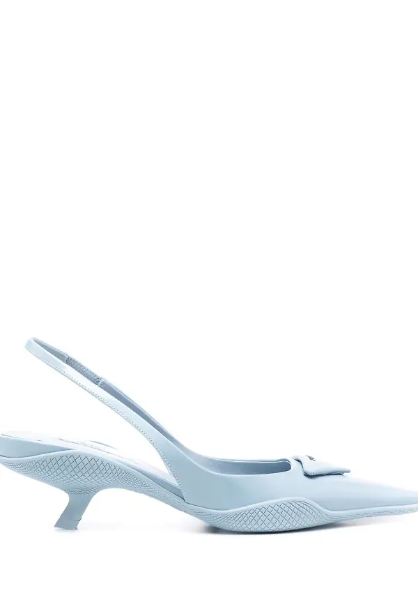 Prada slingback-pumps med logotypplakett - Blå