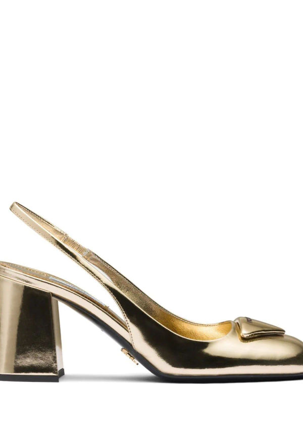 Prada slingback-pumps med metallisk effekt 85 mm - Guldfärgad