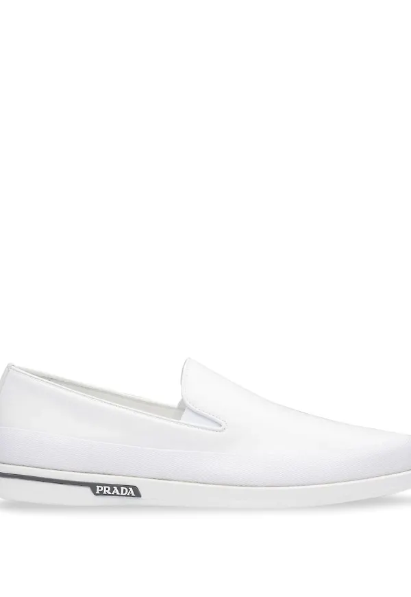Prada slip-on-sneakers i skinn - Vit
