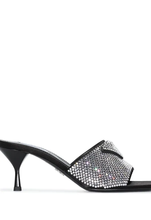 Prada slip-ons med strass - Svart