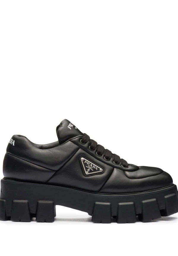 Prada snörskor i mjukt läder 55 mm - Svart