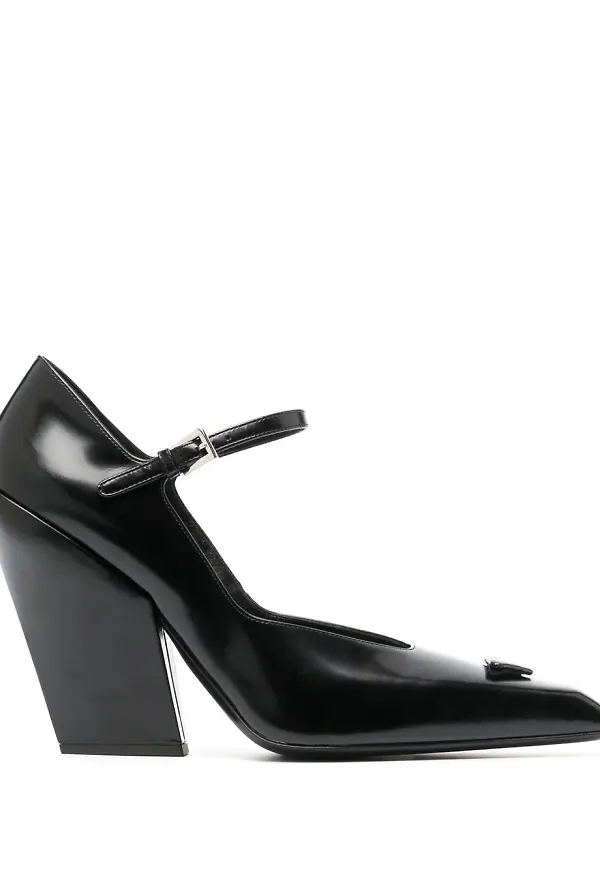Prada spetsiga mary jane-pumps - Svart