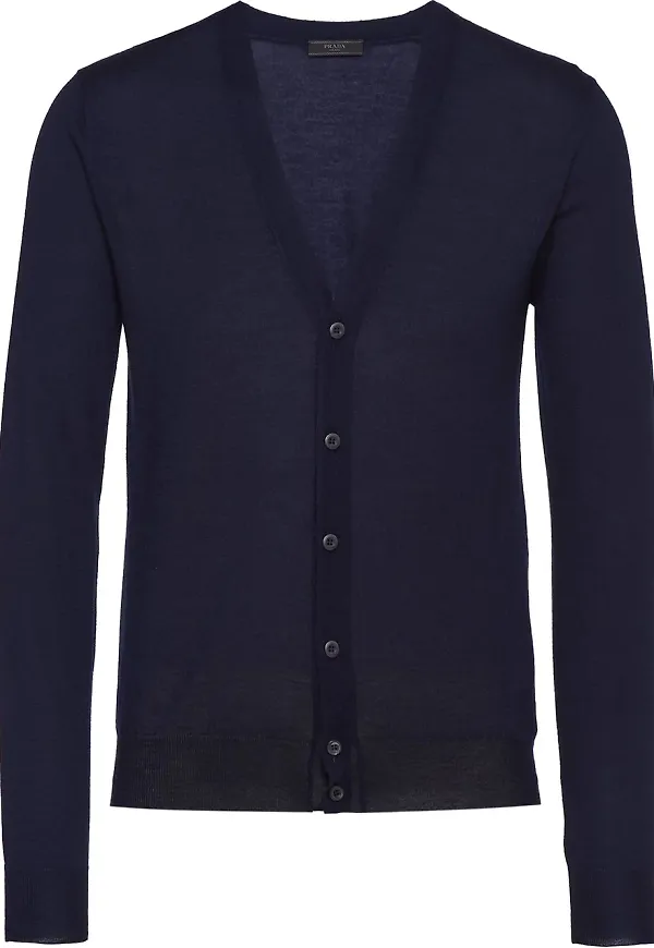 Prada stickad cardigan i kashmir - Blå