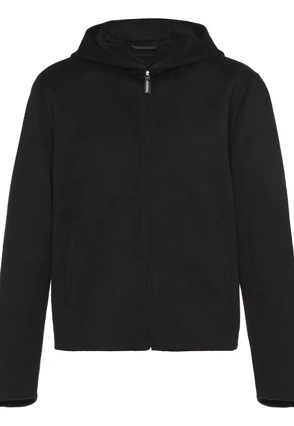 Prada stickad hoodie med dragkedja - Svart
